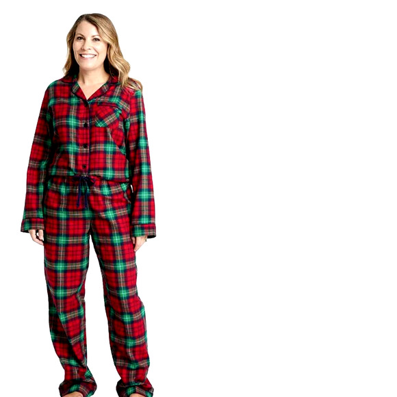 Wondershop MED Women's Plaid Flannel Pajama Set, Red Tartan, MED - Picture 1 of 5